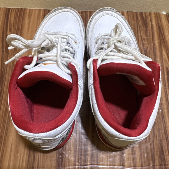 Nike Air Jordan 3 Retro Shoes Kids Size 3Y White Cardinal Red AJ3 429487-126 - Picture 7 of 10